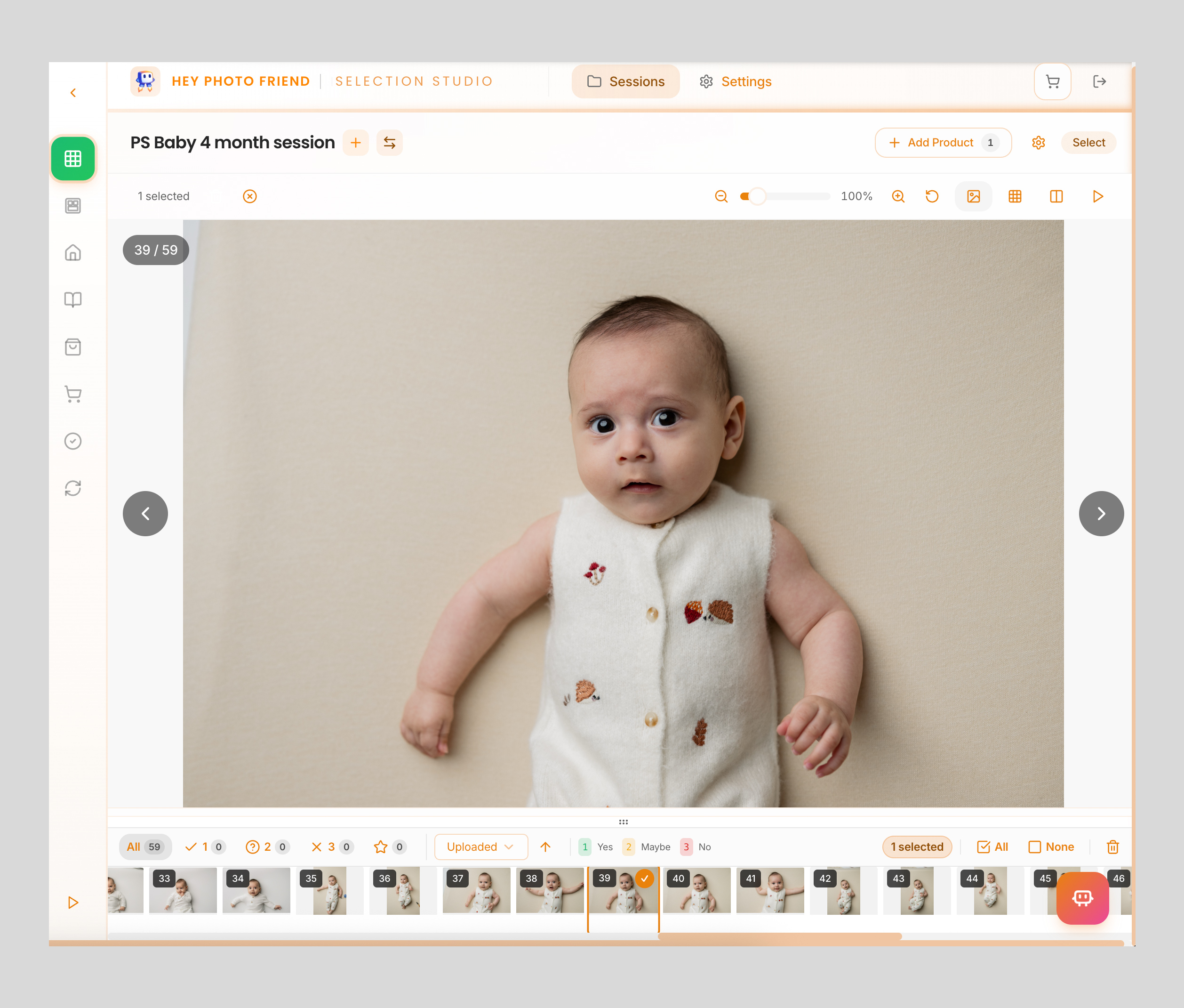Run the sales session in Selection Studio